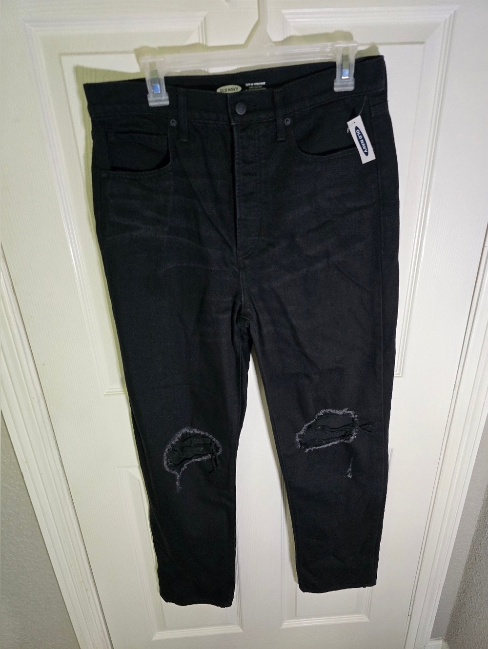 NWT Old Navy Sky-Hi Extra High Rise Secret Slim Pocket Black Denim Jeans 12 Tall